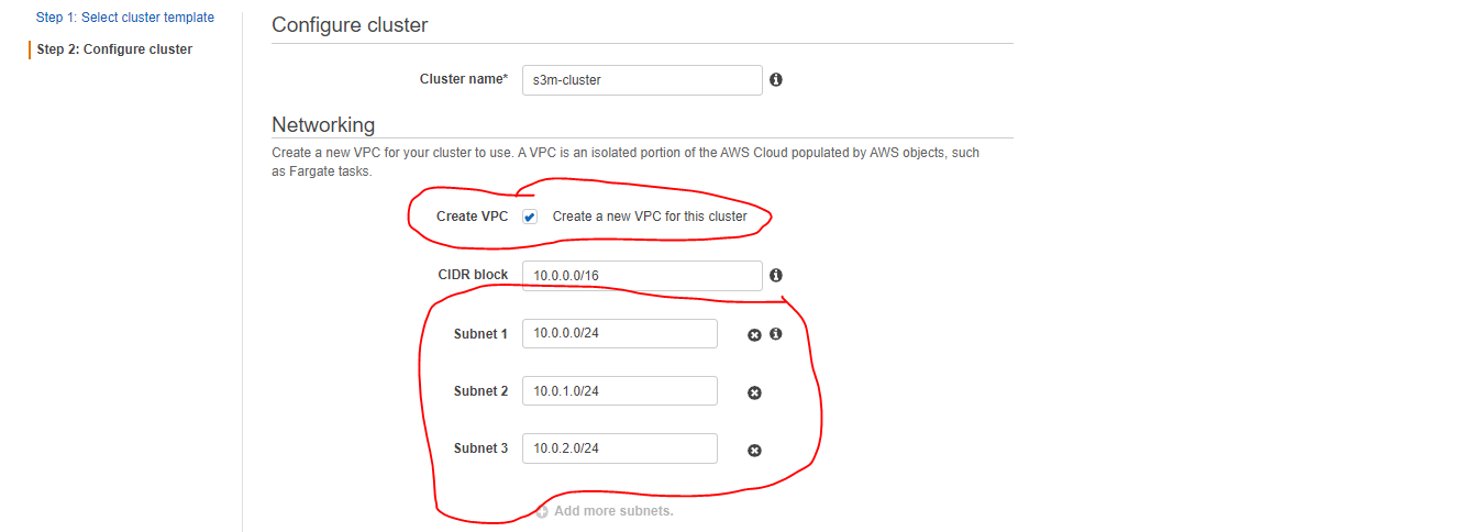 Create an Elastic Container Cluster with Network Template